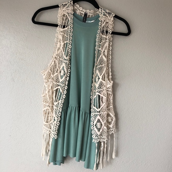 Full Tilt Jackets & Blazers - Crochet fringe vest